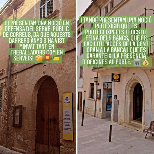 MÉS PER PORRERES PRESENTA MOCIONS PER DEFENSAR L’ACCÉS DE TOTHOM A LA BANCA I UN MILLOR SERVEI DE CORREU POSTAL